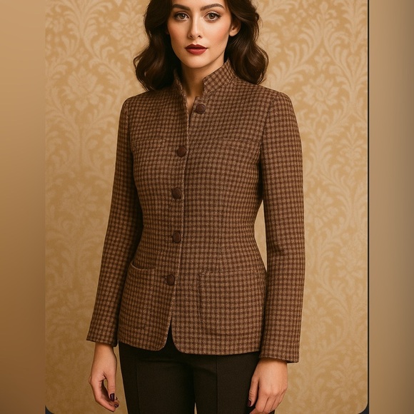 Vintage Christian Dior wool blazer dark academia size 4 preppy retro tweed fall - Picture 1 of 9
